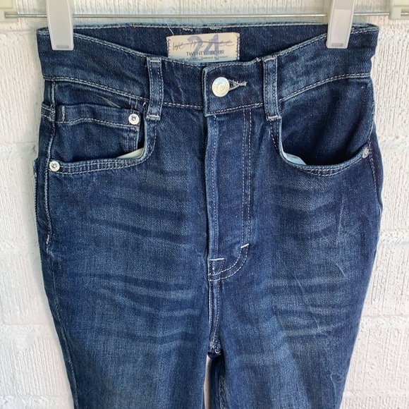 Free People High Rise Skinny Dark Wash Button Fly Denim Jeans sz 24 - Picture 3 of 9